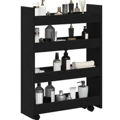 vidaXL Chariot de Rangement Étroit Chêne noir 60 x 20 x 82 cm