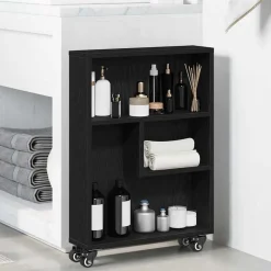 vidaXL Chariot de Rangement Étroit Chêne noir 48 x 13 x 68 cm