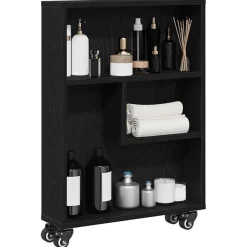 vidaXL Chariot de Rangement Étroit Chêne noir 48 x 13 x 68 cm