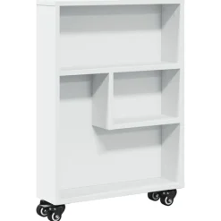 Étagères-vidaXL Chariot de rangement étroit 48x13x68 cm bois d'ingénierie Blanc