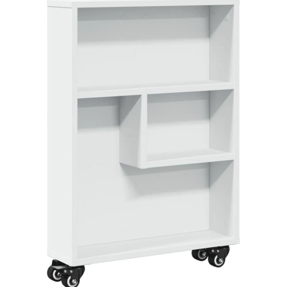 Étagères-vidaXL Chariot de rangement étroit 48x13x68 cm bois d'ingénierie Blanc
