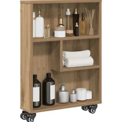 Étagères-vidaXL Chariot de rangement étroit chêne artisanal bois d'ingénierie artisian oak