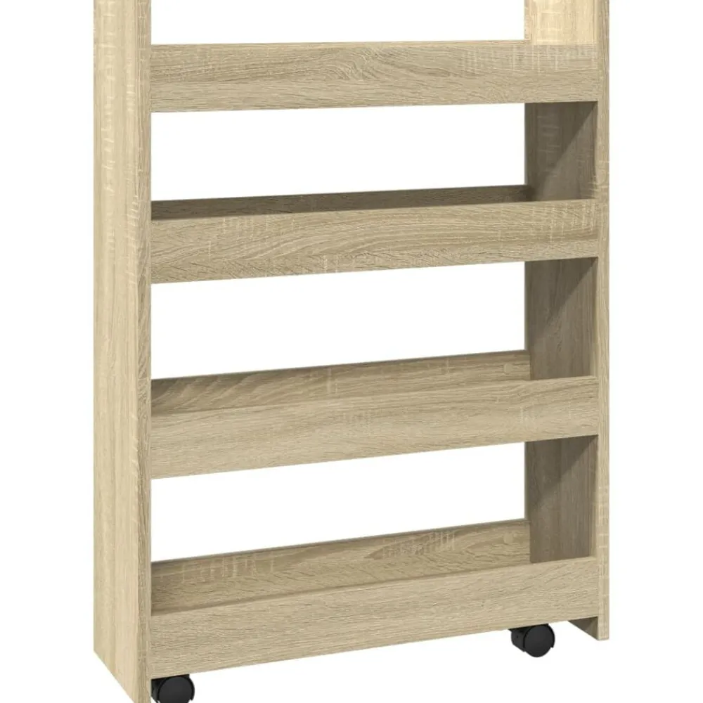 vidaXL Chariot de rangement étroit 4 niveaux chêne sonoma