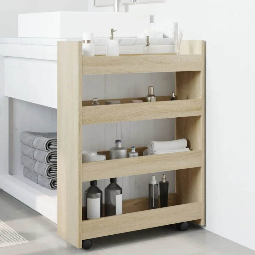 vidaXL Chariot de rangement étroit 4 niveaux chêne sonoma