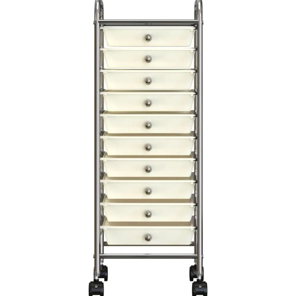 Outils-vidaXL Chariot de rangement mobile à 10 tiroirs Plastique Blanc