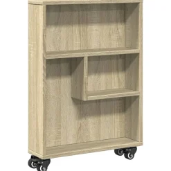 Étagères-vidaXL Chariot de rangement étroit Chêne Sonoma 48 x 13 x 68 cm Bois d'ingénierie Chêne sonoma