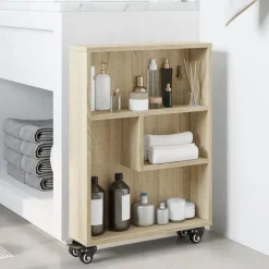 Étagères-vidaXL Chariot de rangement étroit Chêne Sonoma 48 x 13 x 68 cm Bois d'ingénierie Ch&ecirc;ne sonoma