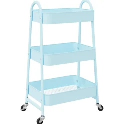 Outils-vidaXL Chariot de rangement à 3 niveaux 42x41,5x77 cm acier Bleu