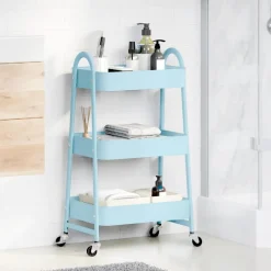 Outils-vidaXL Chariot de rangement à 3 niveaux 42x41,5x77 cm acier Bleu
