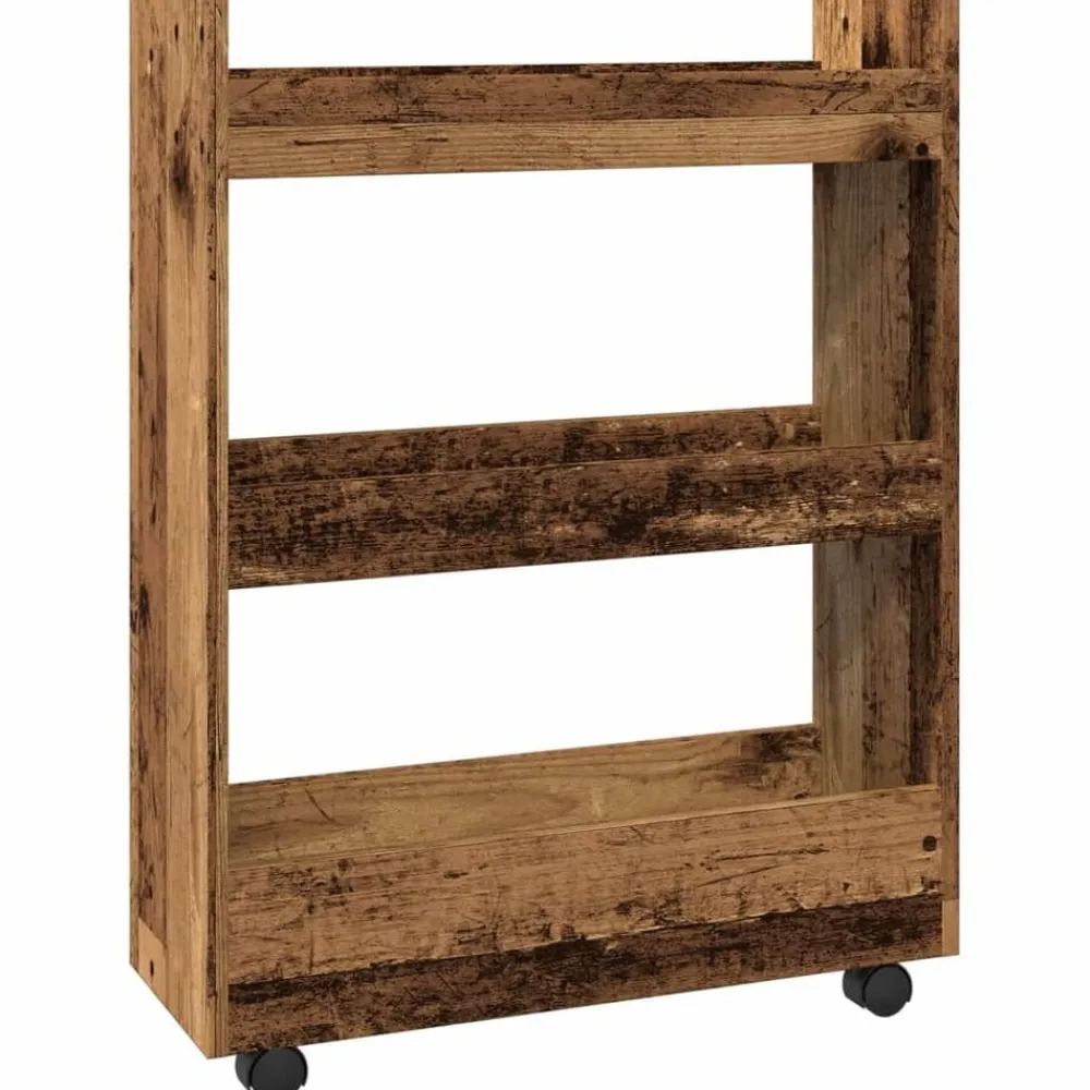 Chariots & Îlots-vidaXL Chariot de rangement étroit 3 niveaux Vieux bois