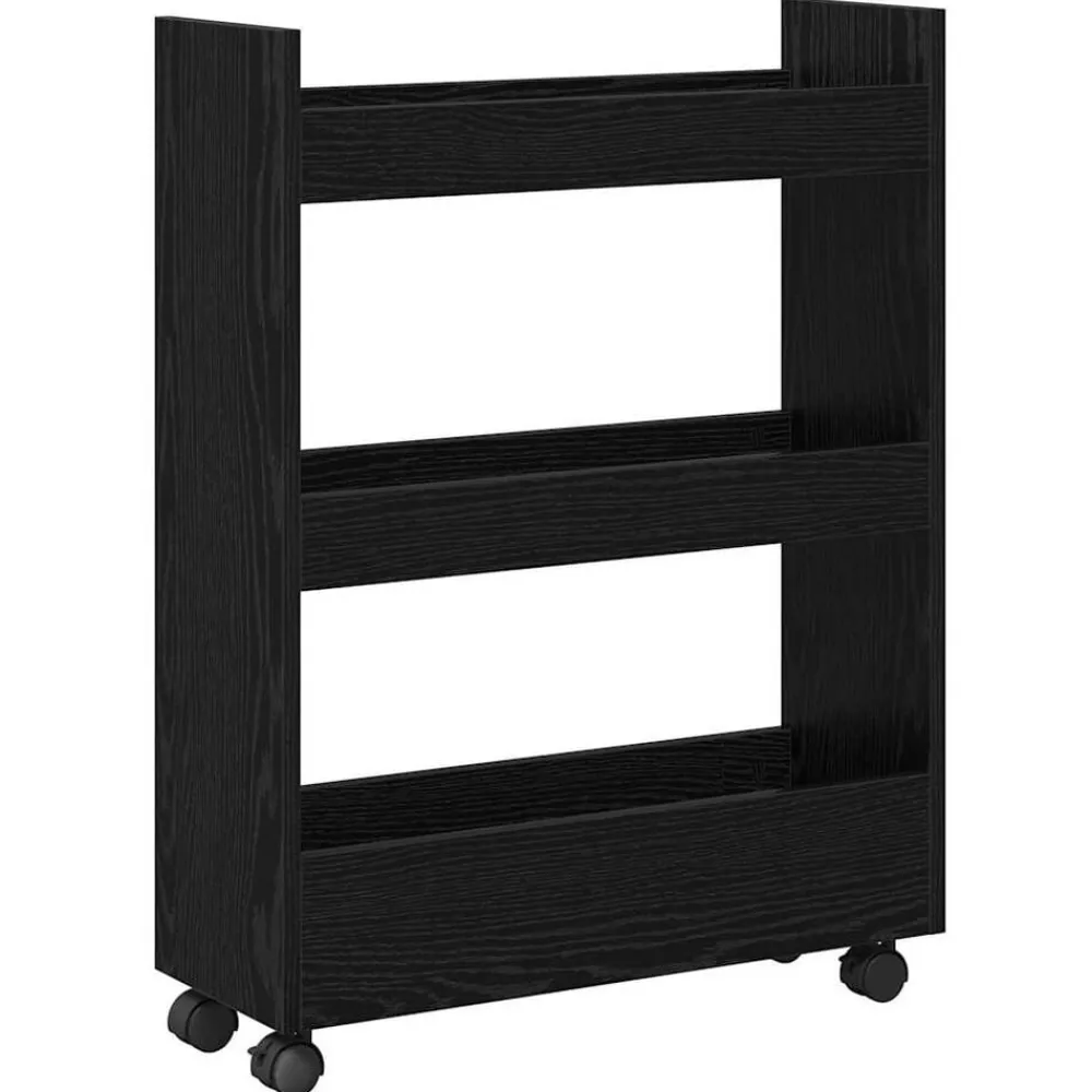 Chariots & Îlots-vidaXL Chariot de Rangement Étroit Chêne noir 60 x 22 x 80 cm Chêne noir