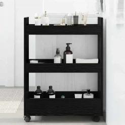 Chariots & Îlots-vidaXL Chariot de Rangement Étroit Chêne noir 60 x 22 x 80 cm Ch&ecirc;ne noir
