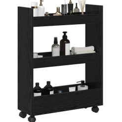 Chariots & Îlots-vidaXL Chariot de Rangement Étroit Chêne noir 60 x 22 x 80 cm Chêne noir