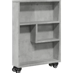 Étagères-vidaXL Chariot de rangement étroit bois d'ingénierie Gris béton