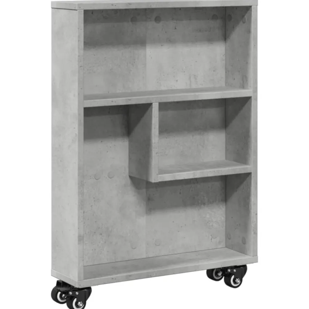 Étagères-vidaXL Chariot de rangement étroit bois d'ingénierie Gris béton