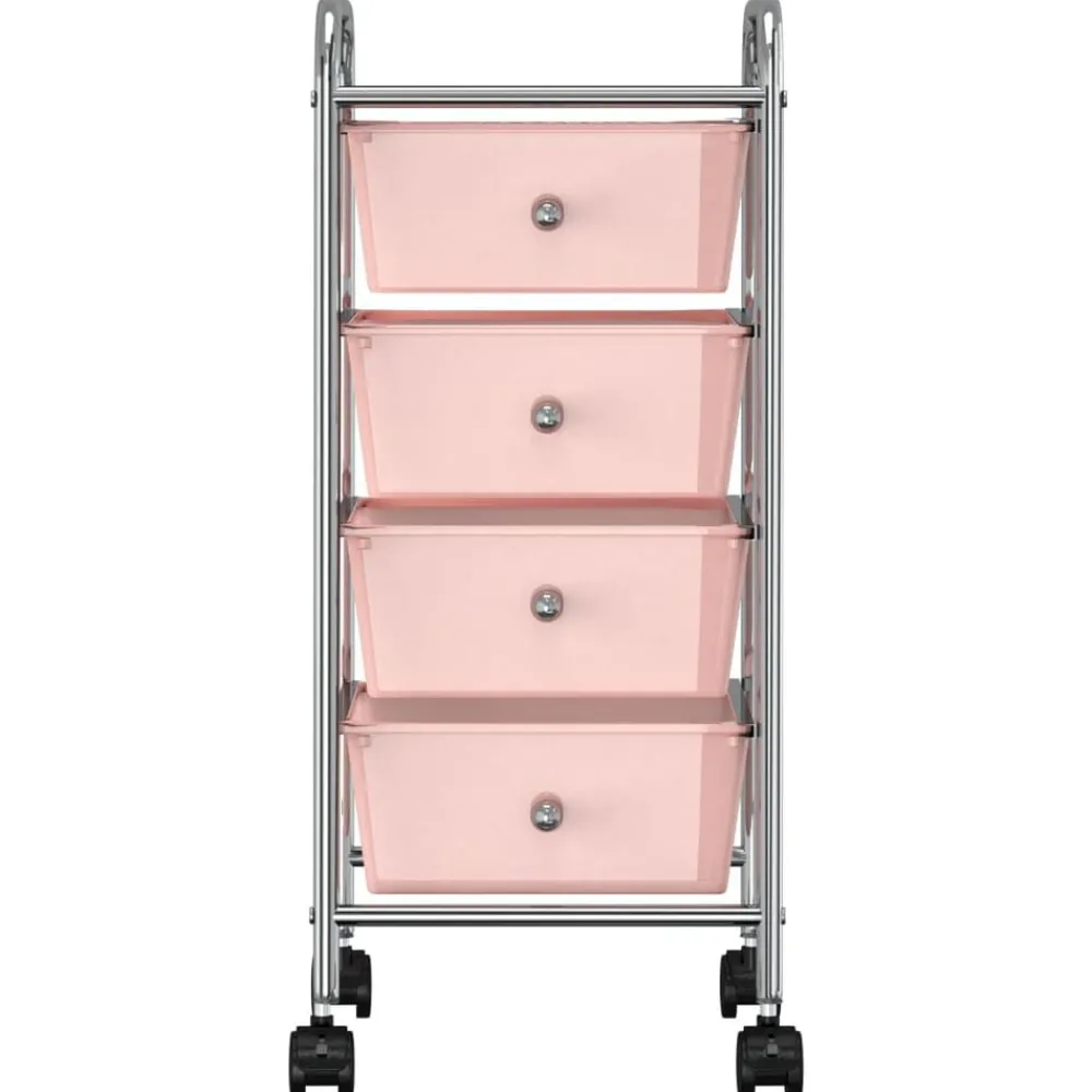 Outils-vidaXL Chariot de rangement mobile à 4 tiroirs Plastique Rose