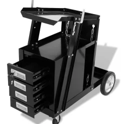 Accessoires De Quincaillerie-vidaXL Chariot de soudage avec 4 tiroirs Noir