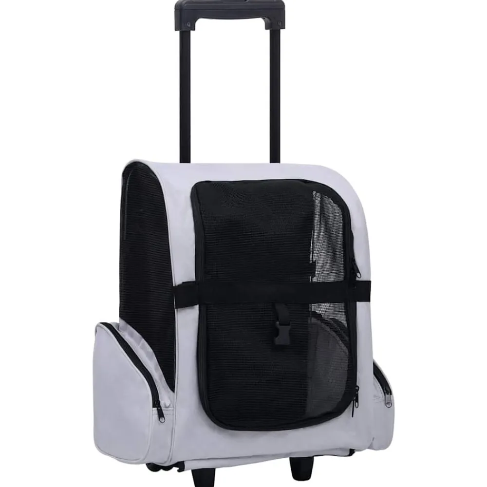 Articles Pour Animaux De Compagnie-vidaXL Chariot polyvalent pliable pour animaux de compagnie Gris
