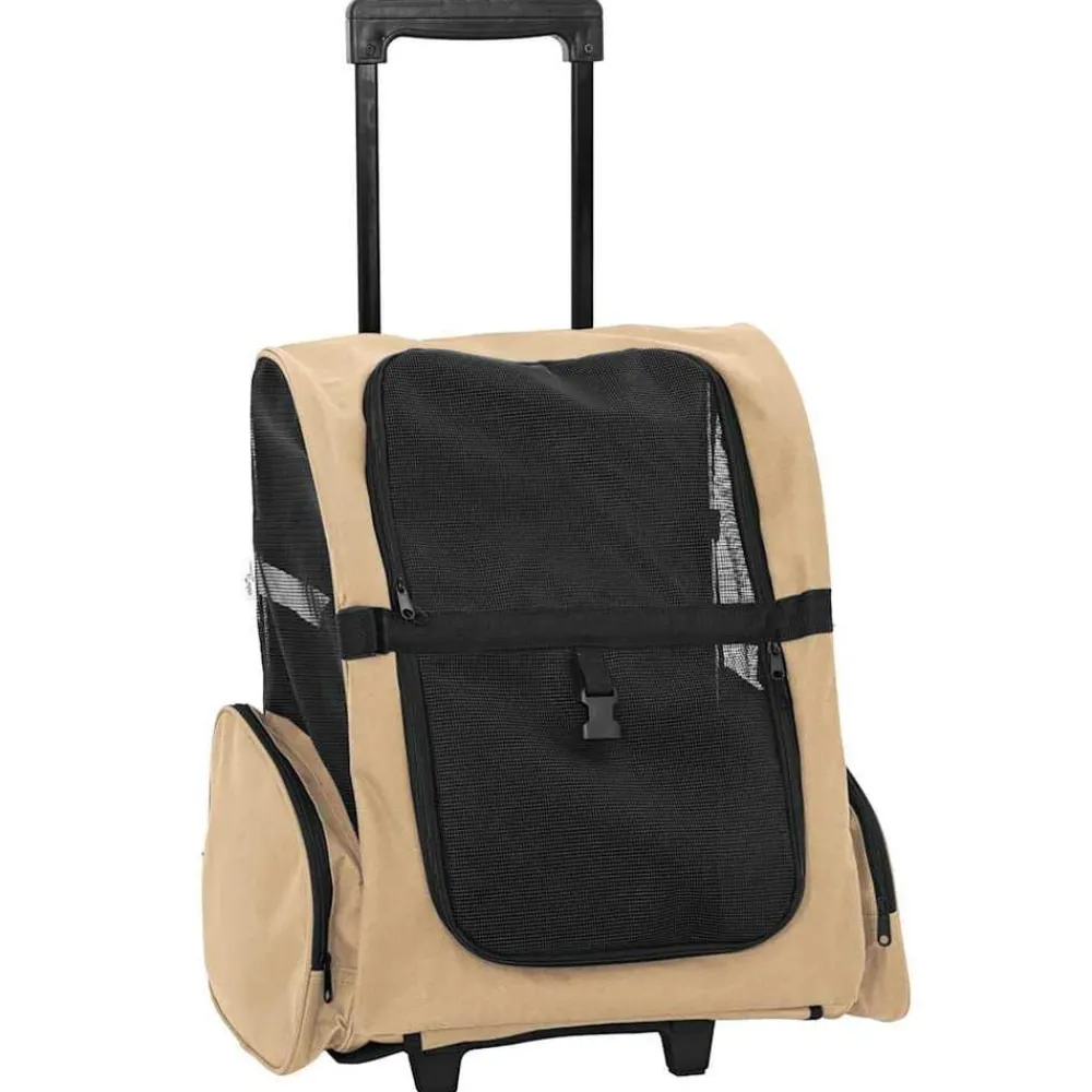 Articles Pour Animaux De Compagnie-vidaXL Chariot pour animaux de compagnie 3 en 1 Design Sable 48 x 32 x (57-106) cm Tissu Oxford Couleur sable