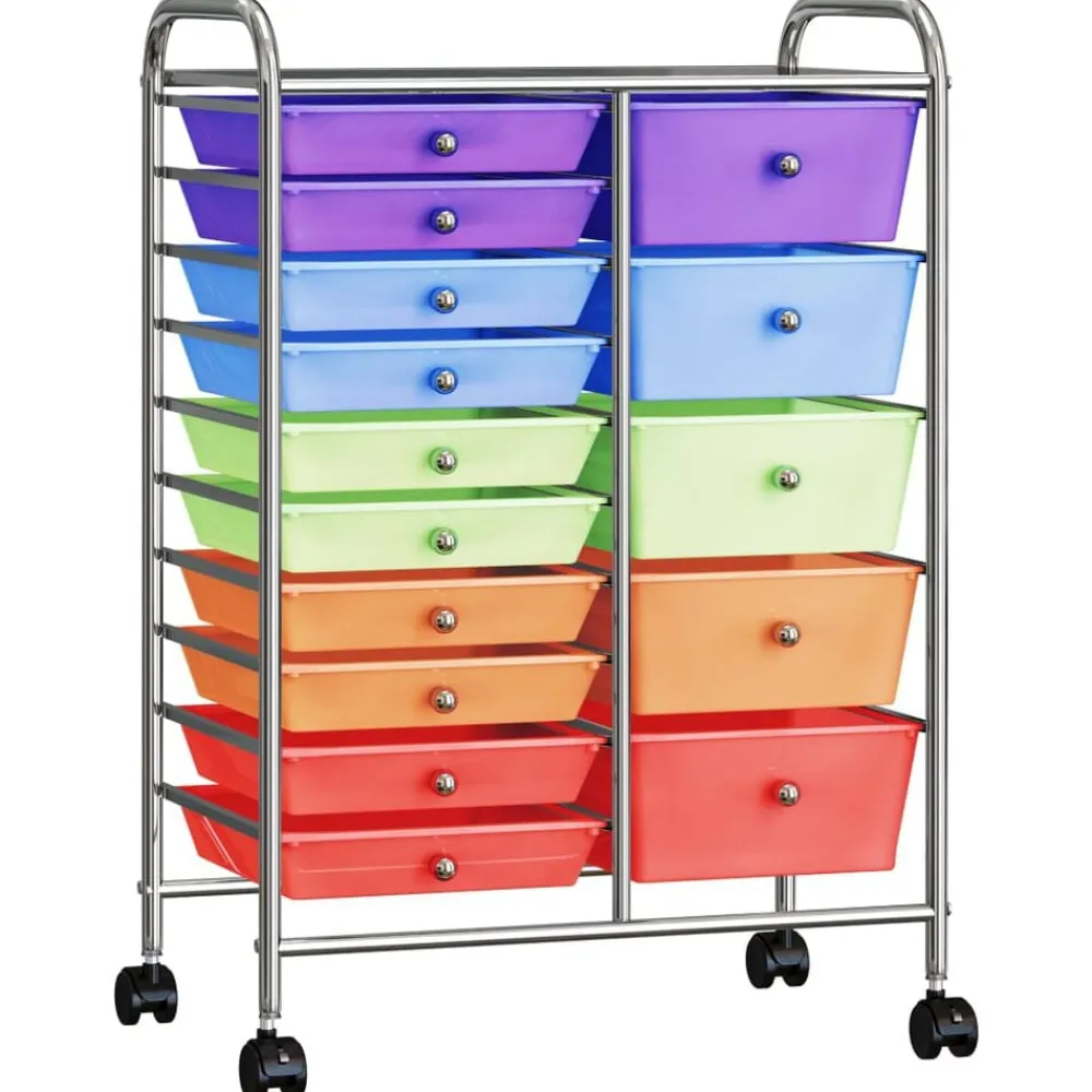 Outils-vidaXL Chariot rangement mobile à 15 tiroirs XXL Plastique Multicolore