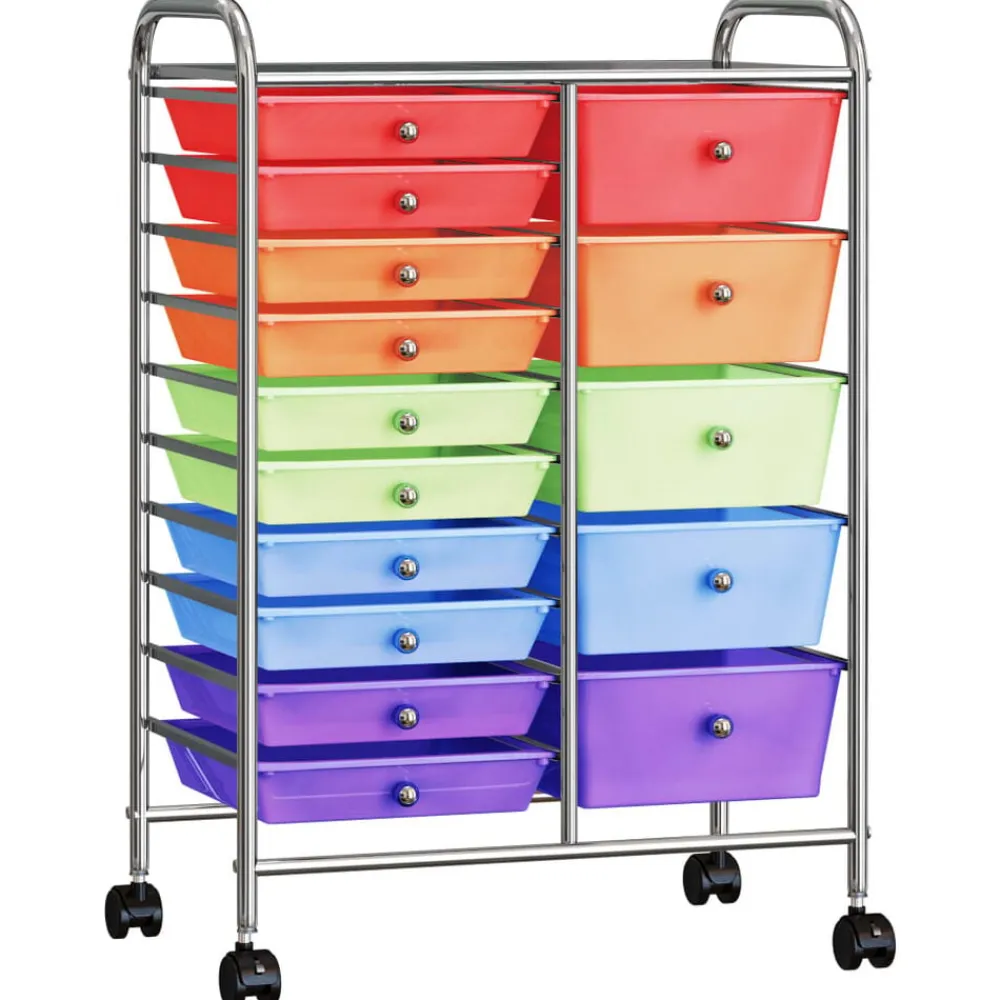 Outils-vidaXL Chariot rangement mobile à 15 tiroirs XXL Plastique Multicolore