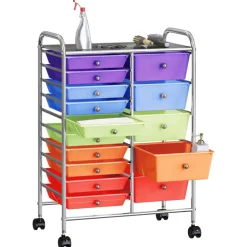Outils-vidaXL Chariot rangement mobile à 15 tiroirs XXL Plastique Multicolore