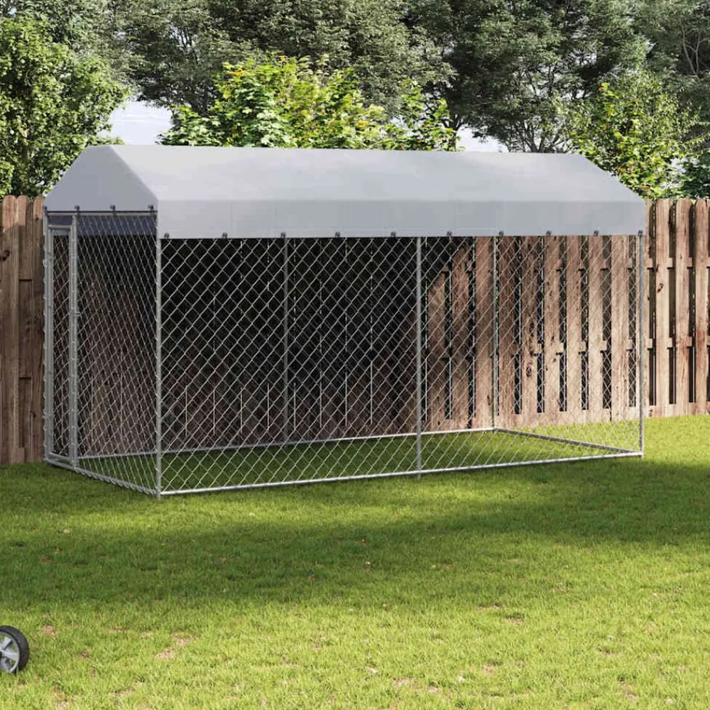 Articles Pour Animaux De Compagnie-vidaXL Chenil d'extérieur avec toit pour chiens 382x192x225 cm