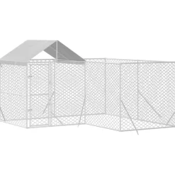 vidaXL Chenil d'extérieur pour chiens avec toit argenté 4x4x2,5 m