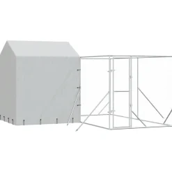 Articles Pour Animaux De Compagnie-vidaXL Chenil d'extérieur pour chiens avec toit argenté 4x4x2,5 m