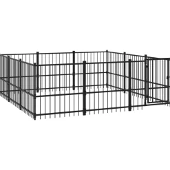 Articles Pour Animaux De Compagnie-vidaXL Chenil d'extérieur pour chiens Acier 8,47 m²