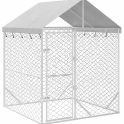 Articles Pour Animaux De Compagnie-vidaXL Chenil d'extérieur pour chiens avec toit argenté 2x2x2,5 m