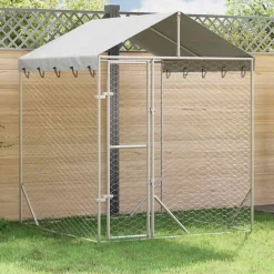 Articles Pour Animaux De Compagnie-vidaXL Chenil d'extérieur pour chiens avec toit argenté 2x2x2,5 m