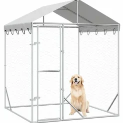 Articles Pour Animaux De Compagnie-vidaXL Chenil d'extérieur pour chiens avec toit argenté 2x2x2,5 m