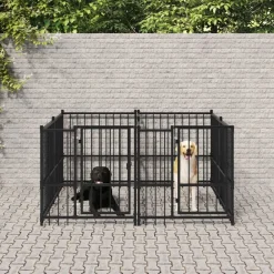 vidaXL Chenil d'extérieur pour chiens Acier 3,75 m²