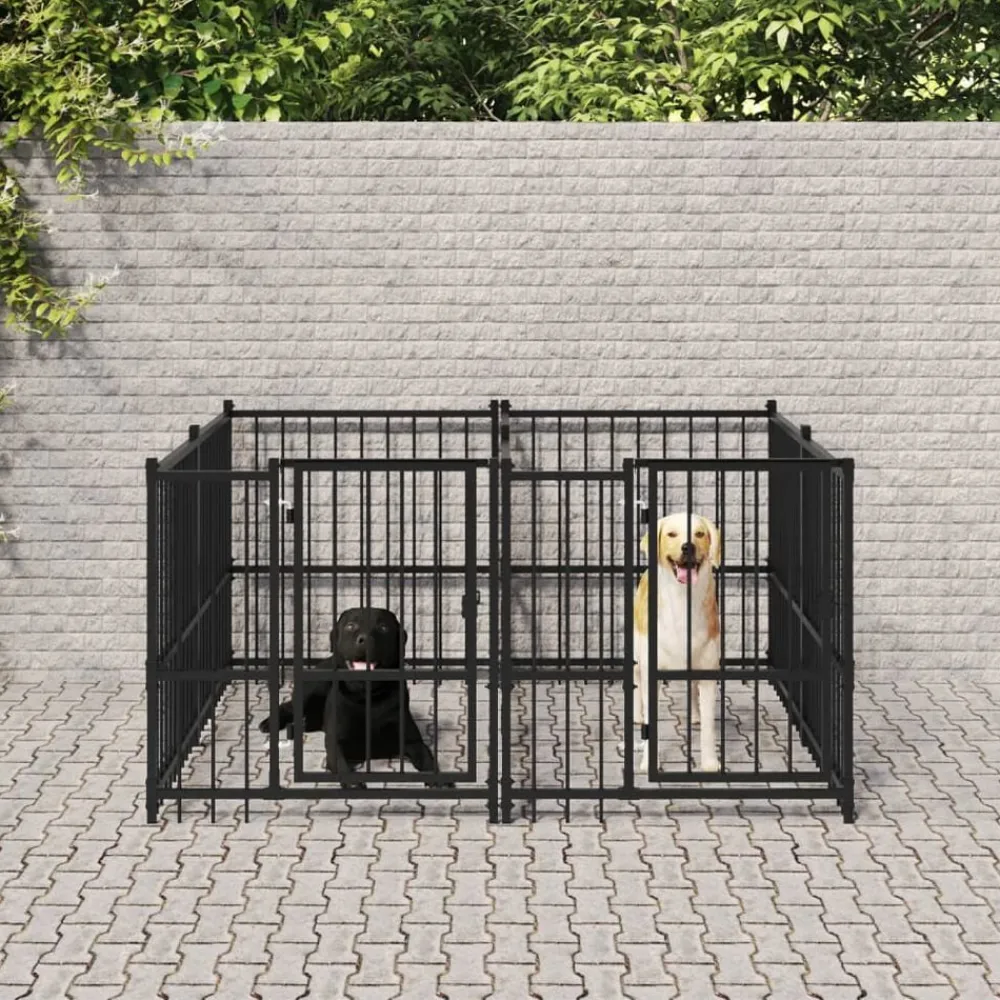 vidaXL Chenil d'extérieur pour chiens Acier 3,75 m²