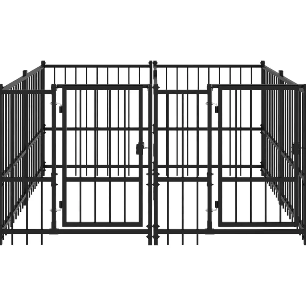 vidaXL Chenil d'extérieur pour chiens Acier 3,75 m²