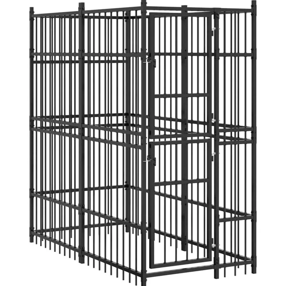 Articles Pour Animaux De Compagnie-vidaXL Chenil d'extérieur pour chiens Acier 1,84 m²