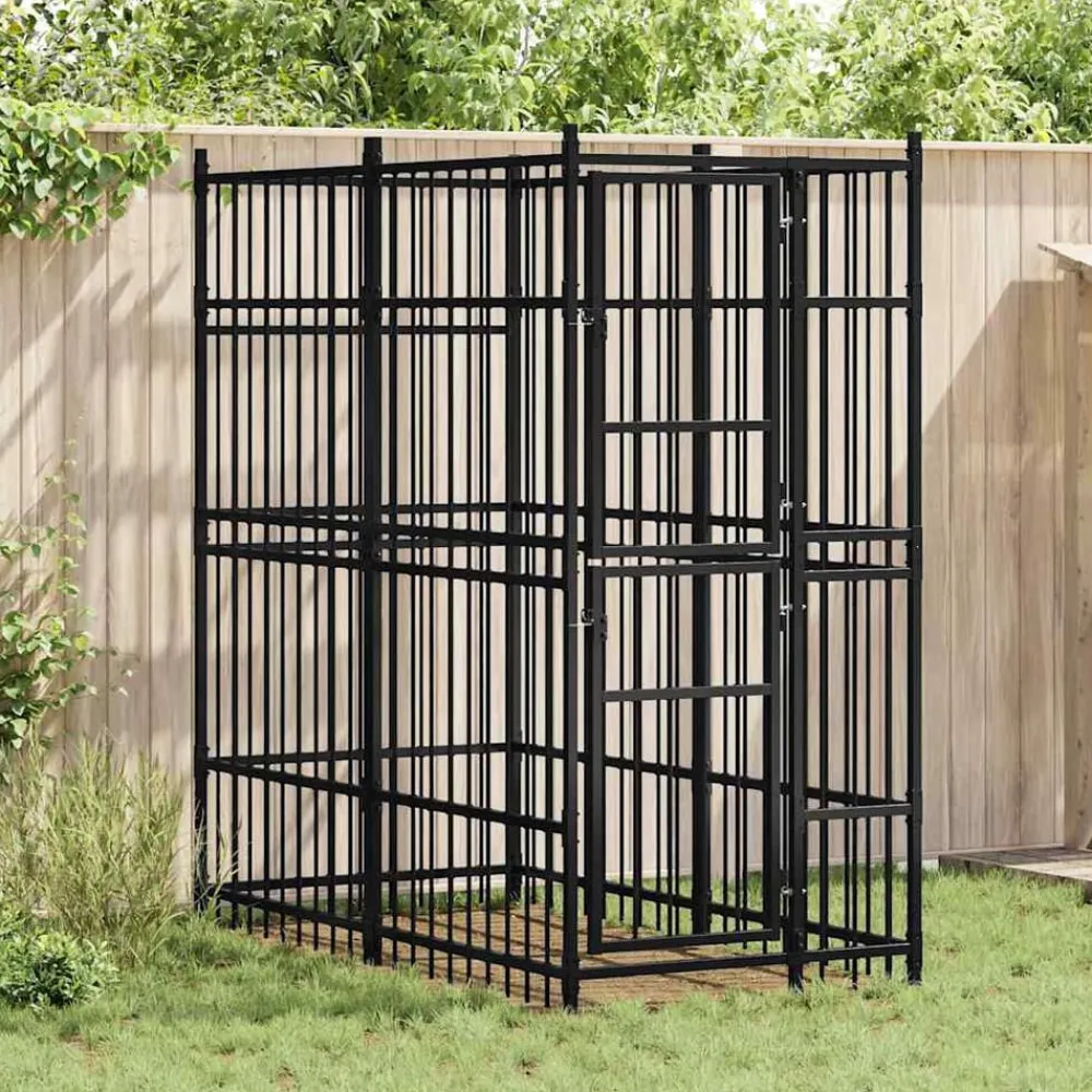 Articles Pour Animaux De Compagnie-vidaXL Chenil d'extérieur pour chiens Acier 1,84 m²