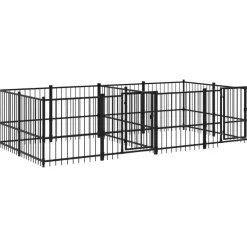 Articles Pour Animaux De Compagnie-vidaXL Chenil d'extérieur pour chiens Acier 7,51 m²