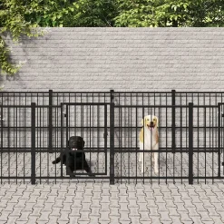 Articles Pour Animaux De Compagnie-vidaXL Chenil d'extérieur pour chiens Acier 7,51 m²