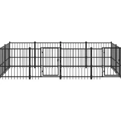 Articles Pour Animaux De Compagnie-vidaXL Chenil d'extérieur pour chiens Acier 7,51 m²