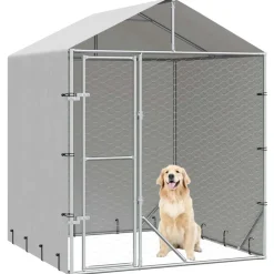 Articles Pour Animaux De Compagnie-vidaXL Chenil d'extérieur pour chiens avec toit argenté 2x2x2,5 m