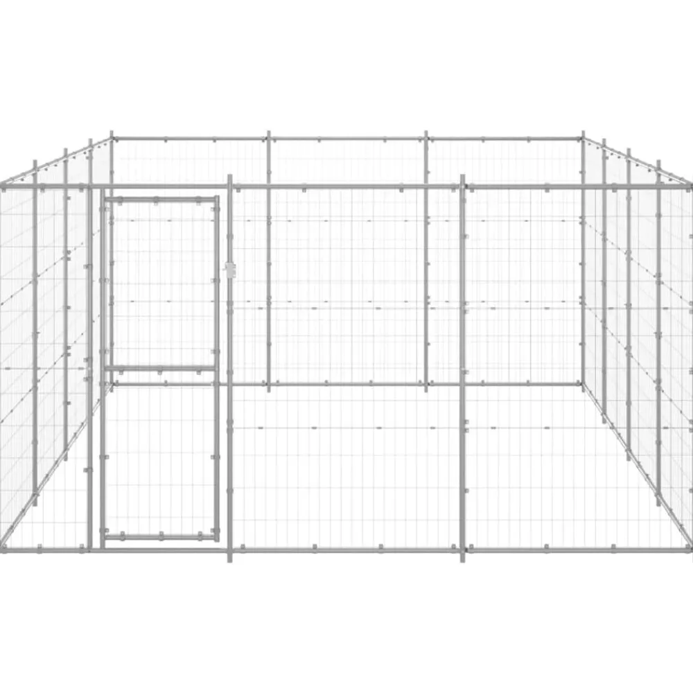 vidaXL Chenil extérieur Acier galvanisé 14,52 m²