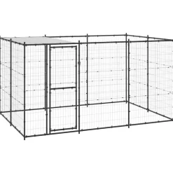 vidaXL Chenil extérieur Acier avec toit 7,26 m²