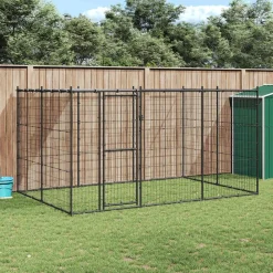 vidaXL Chenil extérieur Acier avec toit 7,26 m²