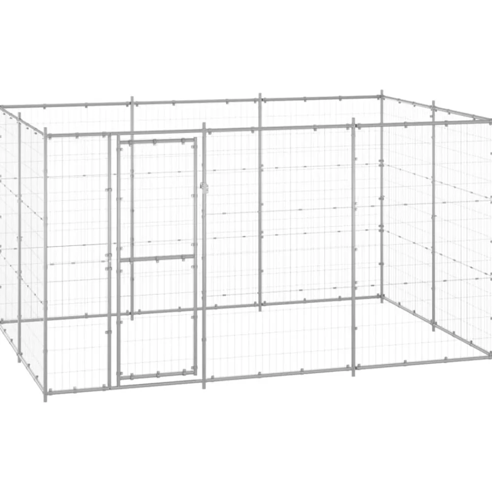 Articles Pour Animaux De Compagnie-vidaXL Chenil extérieur Acier galvanisé 7,26 m² Argent