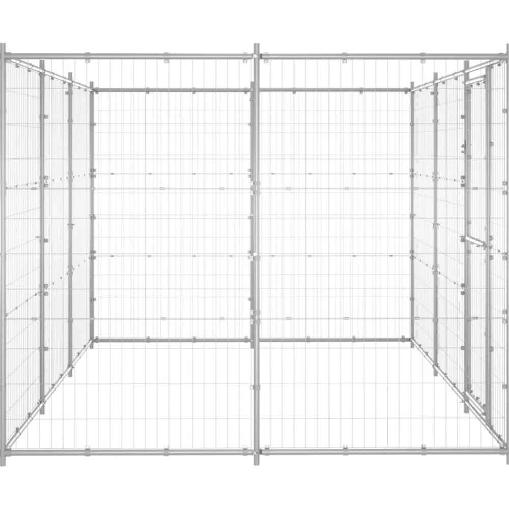 Articles Pour Animaux De Compagnie-vidaXL Chenil extérieur Acier galvanisé 7,26 m² Argent