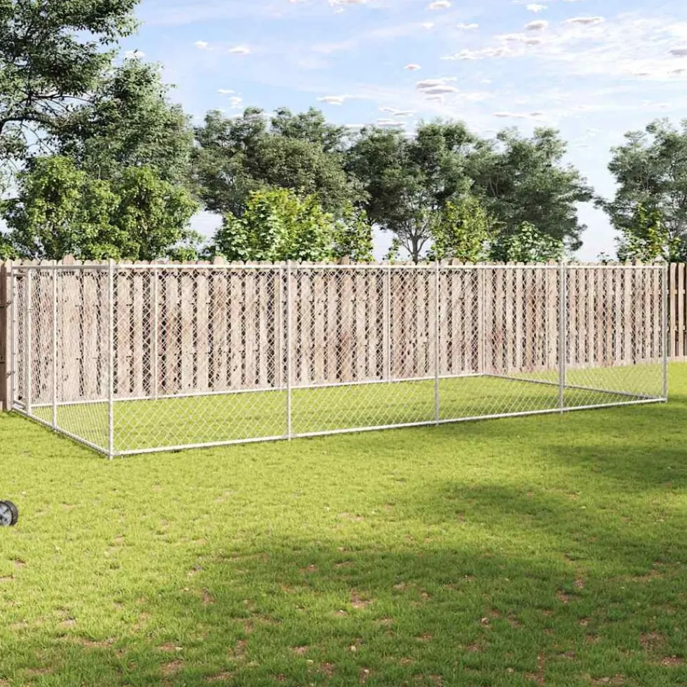 vidaXL Chenil extérieur pour chiens 7,6 x 3,8 x 1,9 m