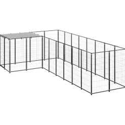 Articles Pour Animaux De Compagnie-vidaXL Chenil 6,05 m² Acier Noir