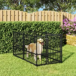 Articles Pour Animaux De Compagnie-vidaXL Chenil pour chien Noir 193,5x97x100 cm Acier